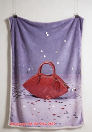 COACH Red Lip Bag Print Flannel Throw Blanket for Couch C285